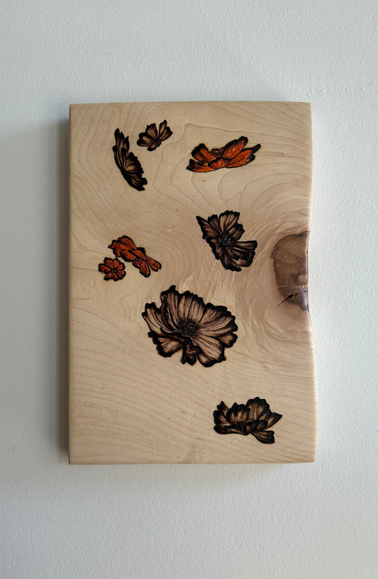 (Into the) Cosmos | Original pyrography mixed media on maple wood