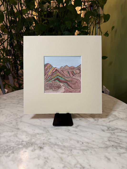 Vinicunca (Rainbow Mountain), Peru II | Watercolour and ink original