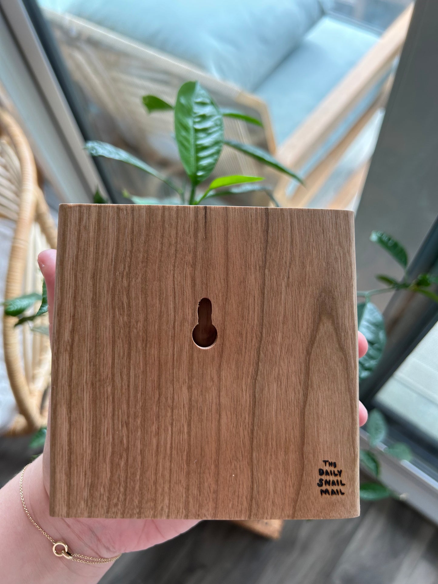 Bold Blue Mushrooms (Large) | Pyrography mixed media on cherry wood