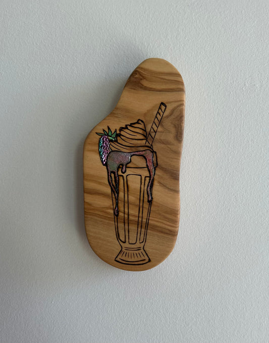 Sharna | Pyrography mixed media on olive wood