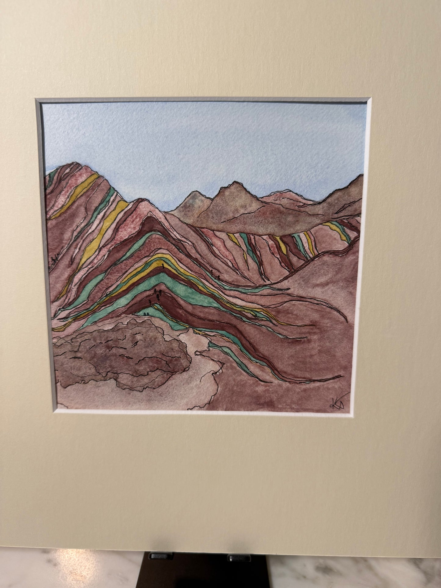 Vinicunca (Rainbow Mountain), Peru II | Watercolour and ink original