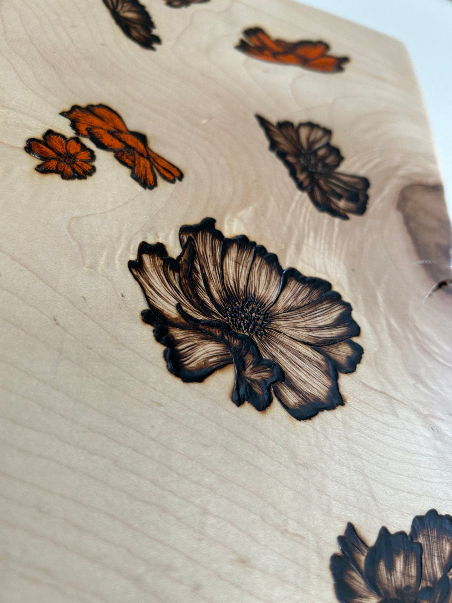 (Into the) Cosmos | Original pyrography mixed media on maple wood