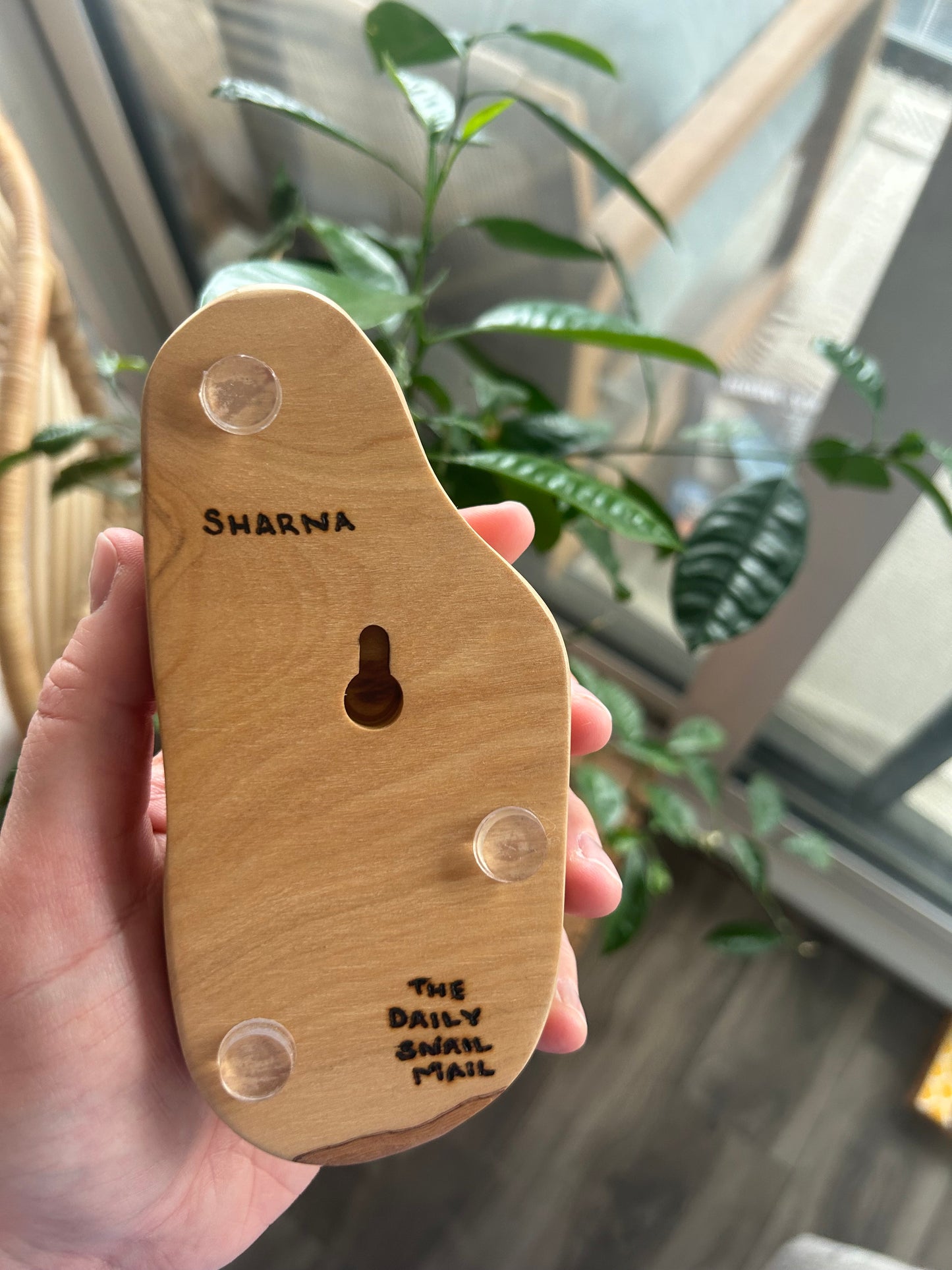 Sharna | Pyrography mixed media on olive wood