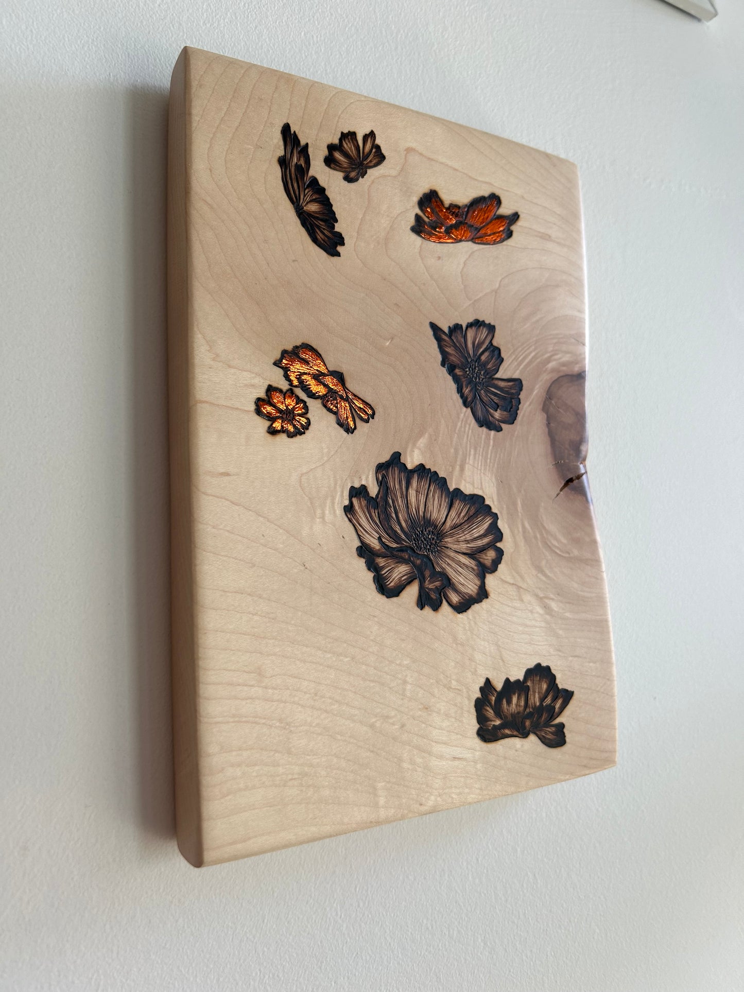 (Into the) Cosmos | Original pyrography mixed media on maple wood