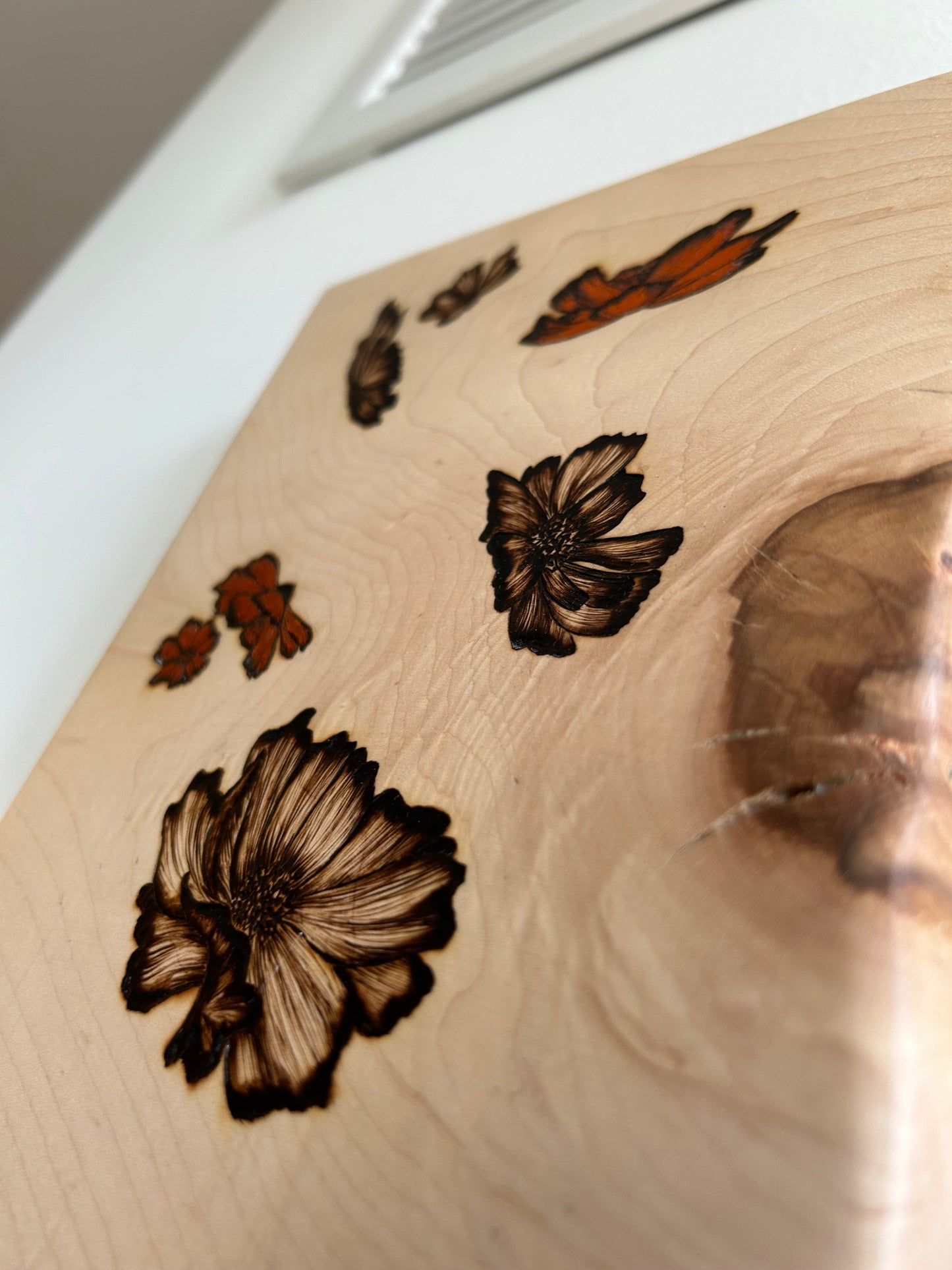 (Into the) Cosmos | Original pyrography mixed media on maple wood