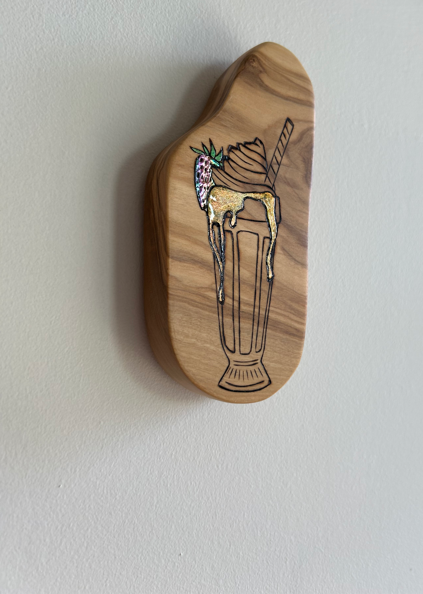 Sharna | Pyrography mixed media on olive wood
