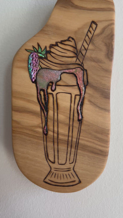 Sharna | Pyrography mixed media on olive wood