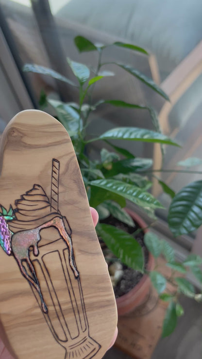 Sharna | Pyrography mixed media on olive wood